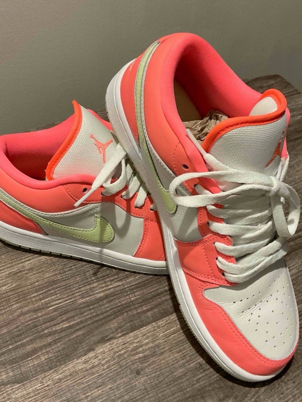 Nike Low-Top Sneakers in Coral, White & Lime Accent